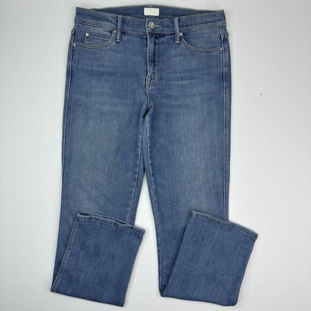 Mother The Rascal Ankle Jeans Be Good To Me Blue Straight Leg Size 28 Womens